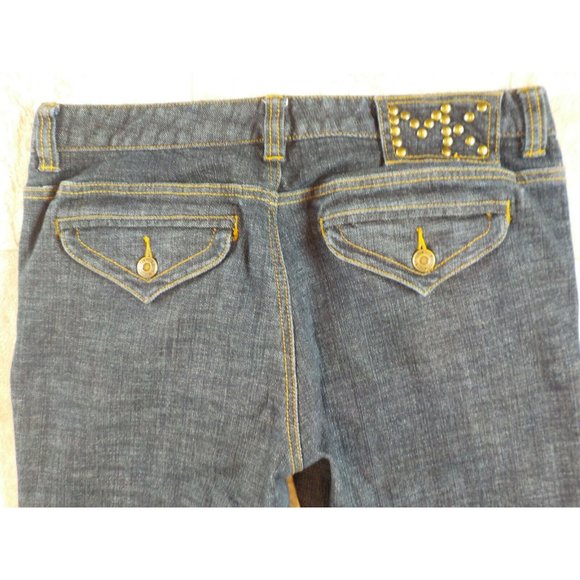 Michael Kors Jeans Lowrise Bootcut Studded Dark Blue Denim Womens - Picture 4 of 4